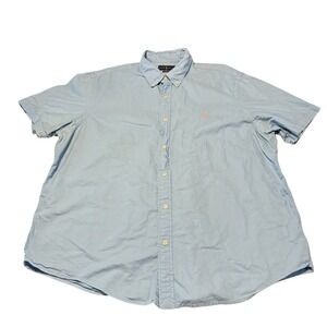 Ralph Lauren Men's Light Blue Short Sleeve Button Down Classic Fit Shirt XXL